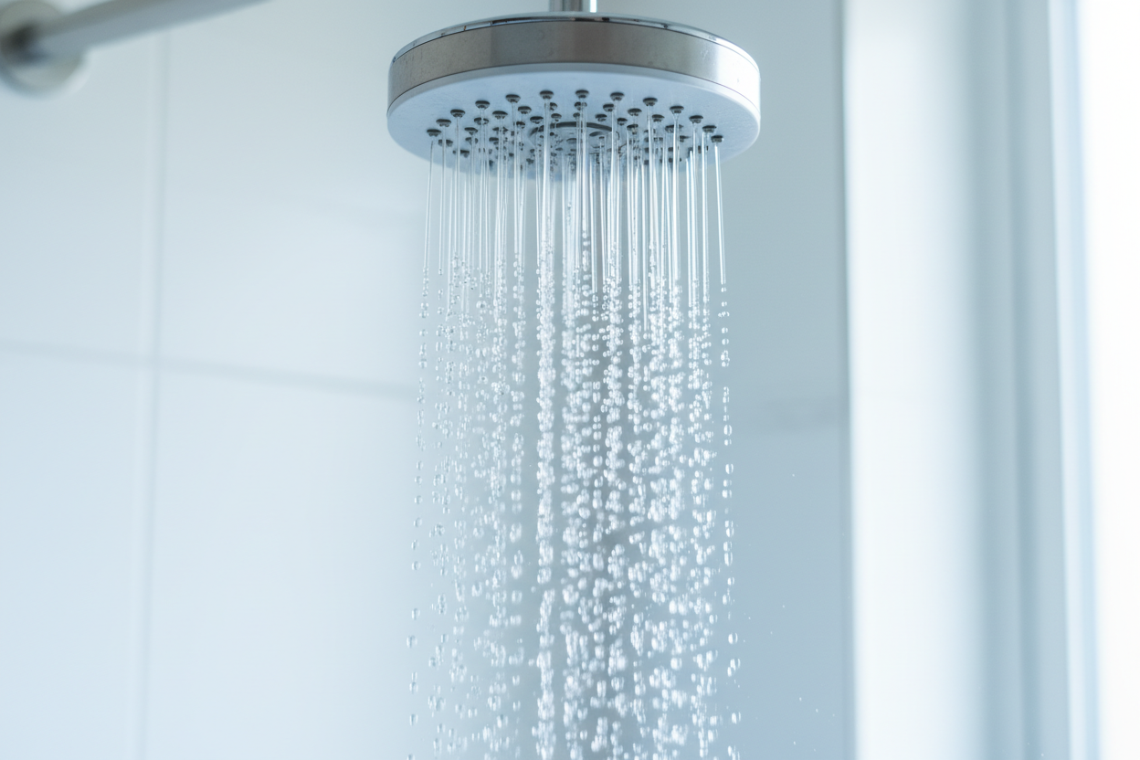 clean fresh water coming out of a shower head
